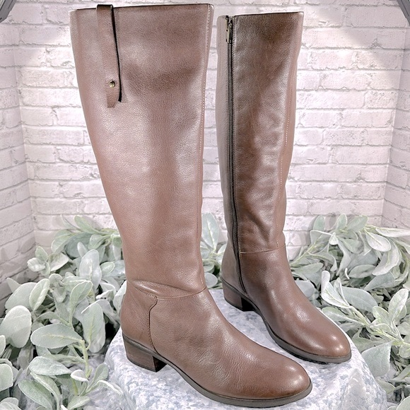 Crown Vintage Aubrie Leather Cognac Round Toe 16.5” Tall Dress Boots WMS 6M✨VGUC - Picture 1 of 16